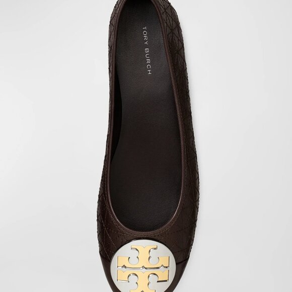 NEW TORY BURCH Leather Claire Quilted Ballet Flats Coco for women 1563mn - Picture 5 of 8